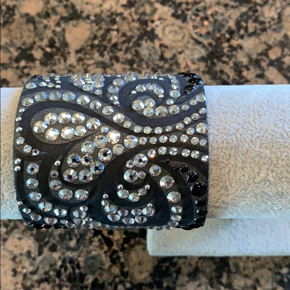 Custom leather/crystal cuff